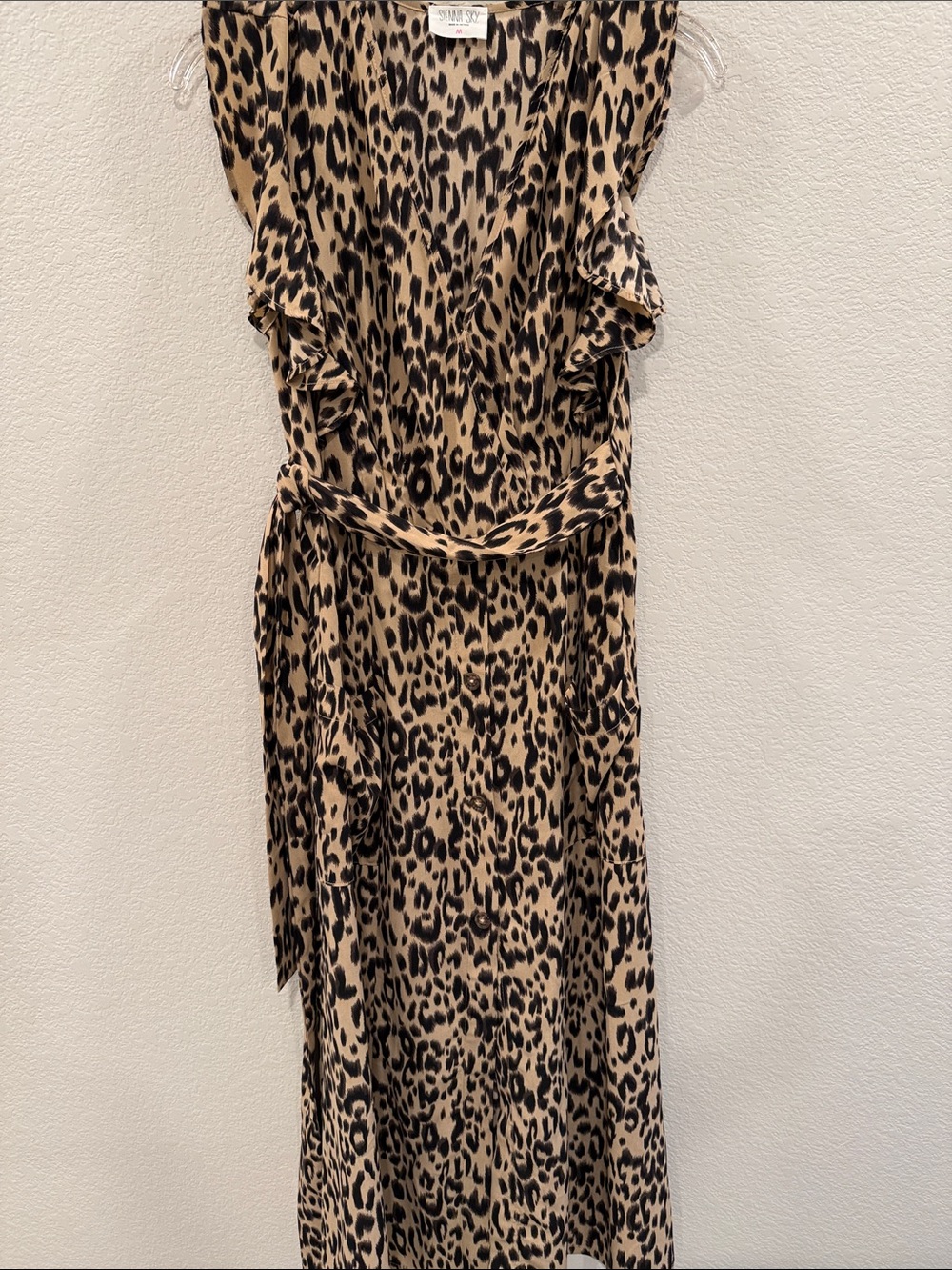 Sienna Sky Leopard Print Ruffle Maxi Dress - Tan & Black - Picture 3 of 4